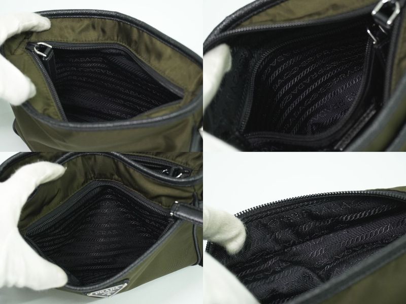 Authentic Prada Nylon Shoulder Bag Pochette Khaki Bag Pre-owned [follow-up
