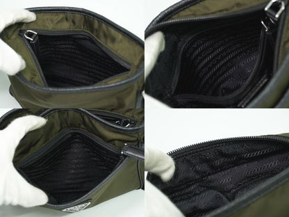 Authentic Prada Nylon Shoulder Bag Pochette Khaki Bag Pre-owned [follow-up