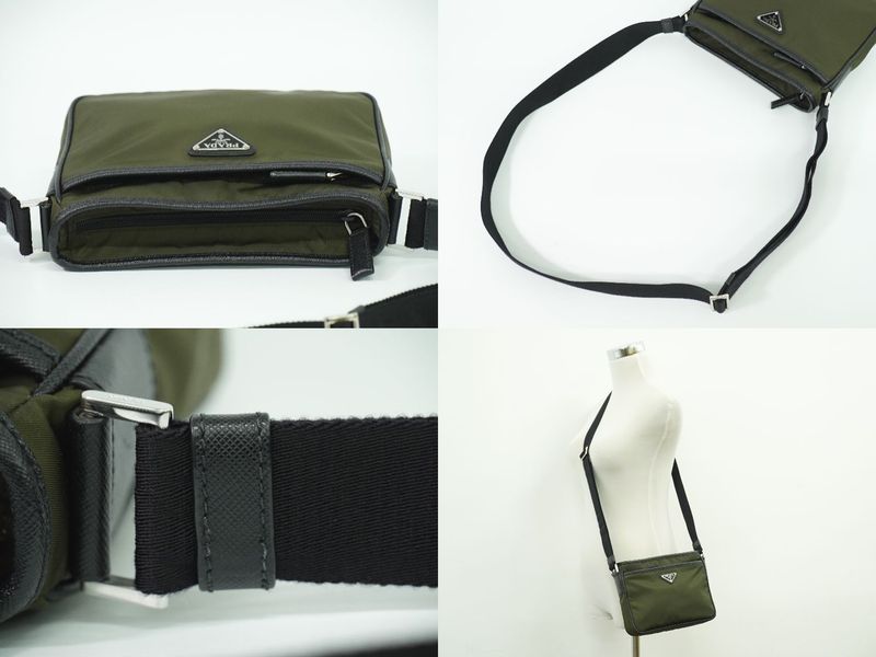 Authentic Prada Nylon Shoulder Bag Pochette Khaki Bag Pre-owned [follow-up