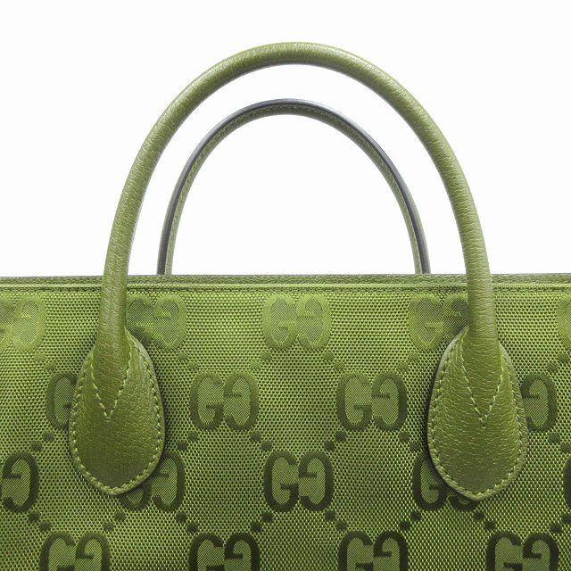 Gucci Off The Grid 2way Tote Hand Shoulder Bag GG Nylon Leather 696043 Green