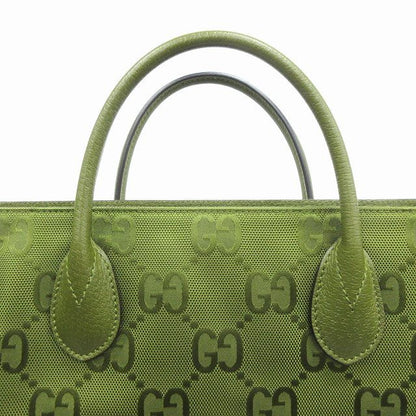 Gucci Off The Grid 2way Tote Hand Shoulder Bag GG Nylon Leather 696043 Green