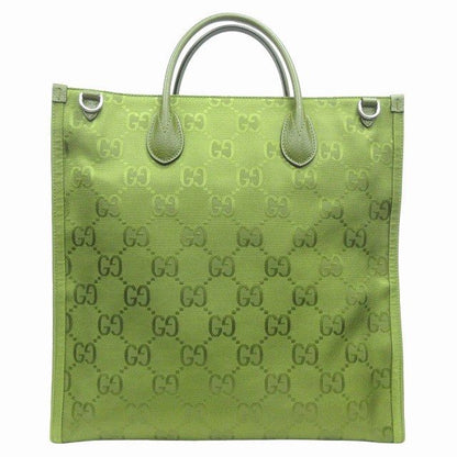 Gucci Off The Grid 2way Tote Hand Shoulder Bag GG Nylon Leather 696043 Green