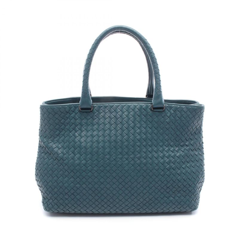 Bottega Veneta Tote Bag Intrecciato Blue Green Leather Intrecciato Tote Bag