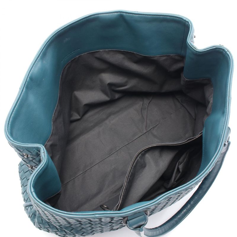 Bottega Veneta Tote Bag Intrecciato Blue Green Leather Intrecciato Tote Bag