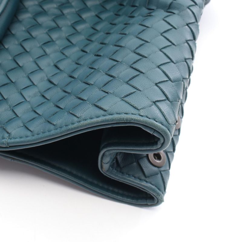 Bottega Veneta Tote Bag Intrecciato Blue Green Leather Intrecciato Tote Bag