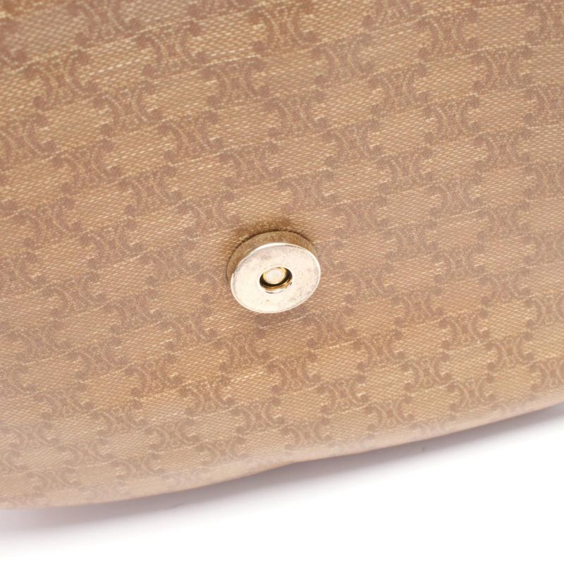 Celine Shoulder Bag Macadam Beige PVC Coated Canvas Leather Madacam Shoulder