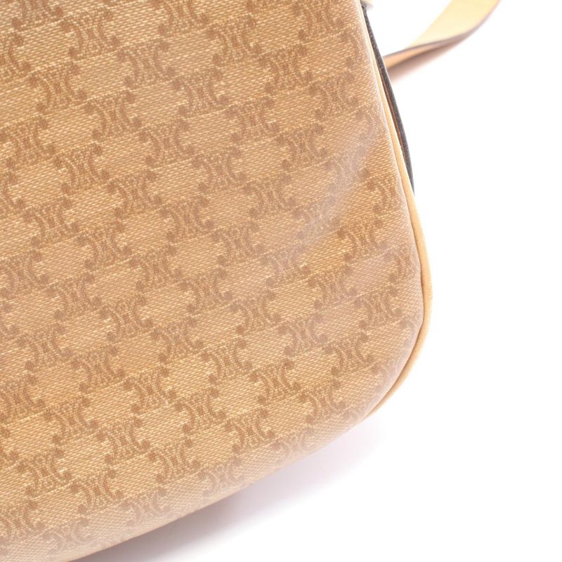 Celine Shoulder Bag Macadam Beige PVC Coated Canvas Leather Madacam Shoulder