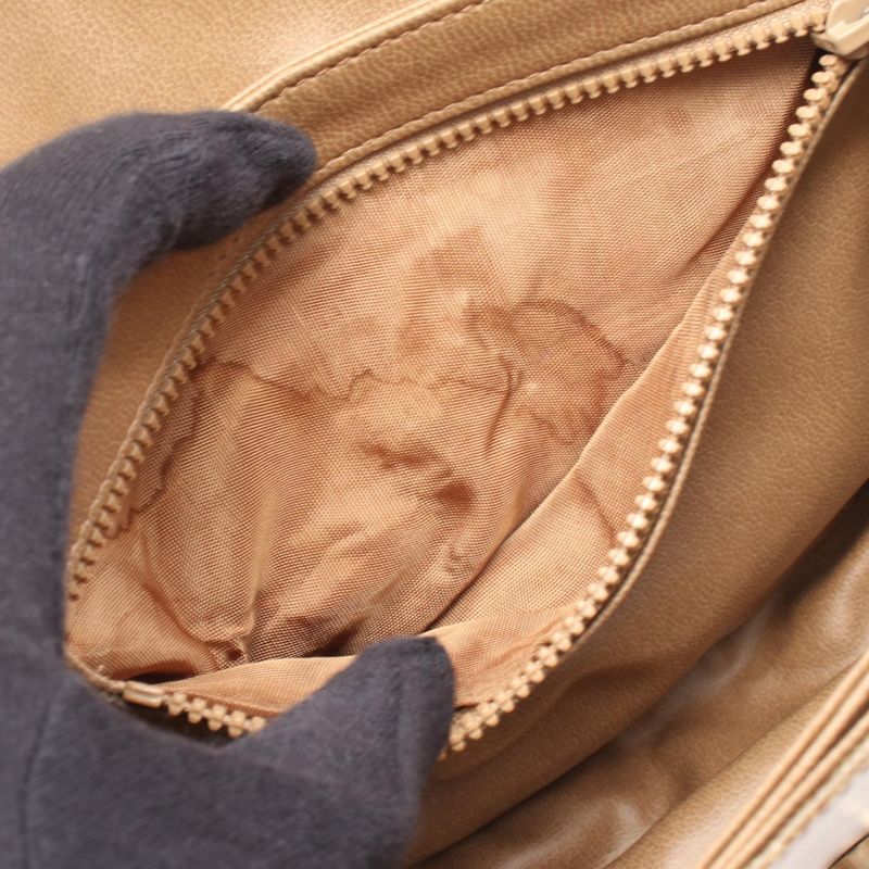 Celine Shoulder Bag Macadam Beige PVC Coated Canvas Leather Madacam Shoulder