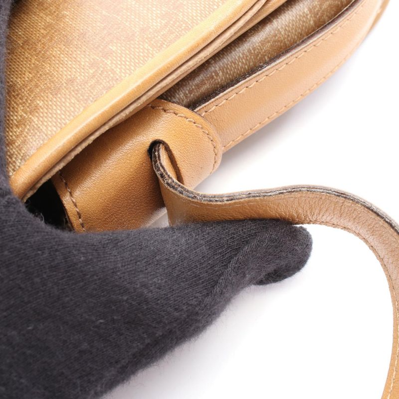 Celine Shoulder Bag Macadam Beige PVC Coated Canvas Leather Madacam Shoulder