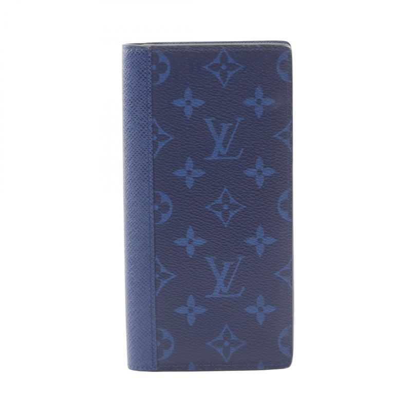 Louis Vuitton Portefeuille Brazza Taiga Llama Cobalt Blue M30297 Cobalt Leather
