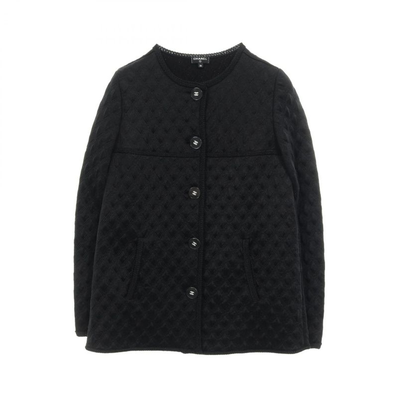 Chanel Collarless Jacket Coco Mark Button Quilted Cardigan P57087k07441 Black