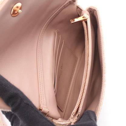 Dior Shoulder Bag CARO M9241 Pink Beige Fabric Caro Chain Wallet Women Used A