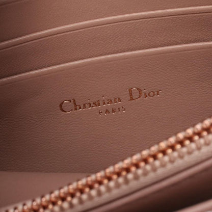 Dior Shoulder Bag CARO M9241 Pink Beige Fabric Caro Chain Wallet Women Used A