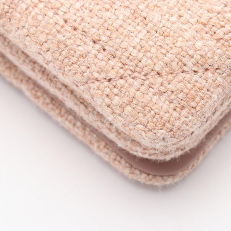 Dior Shoulder Bag CARO M9241 Pink Beige Fabric Caro Chain Wallet Women Used A