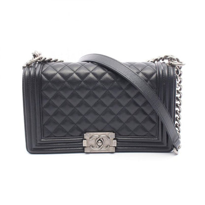 Chanel Shoulder Bag Boy Chanel A67086 Black Caviar Skin (grained Calf) Boy