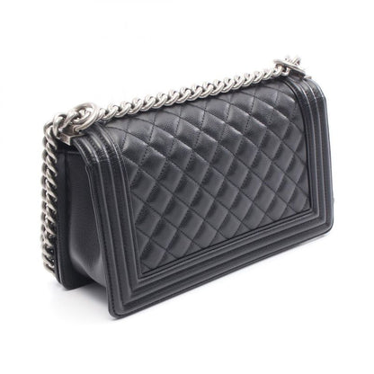 Chanel Shoulder Bag Boy Chanel A67086 Black Caviar Skin (grained Calf) Boy
