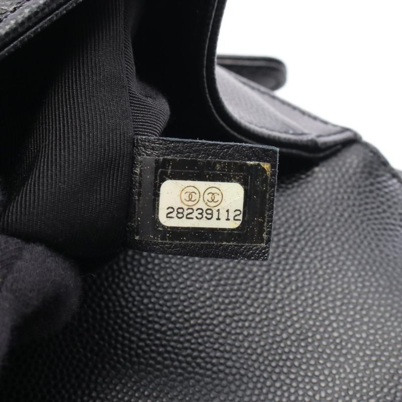 Chanel Shoulder Bag Boy Chanel A67086 Black Caviar Skin (grained Calf) Boy