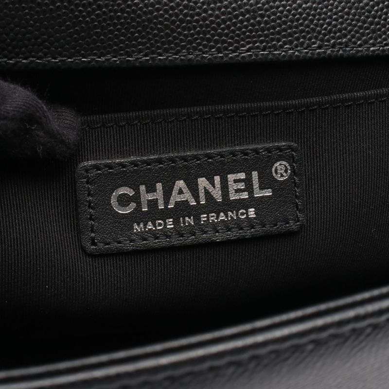 Chanel Shoulder Bag Boy Chanel A67086 Black Caviar Skin (grained Calf) Boy