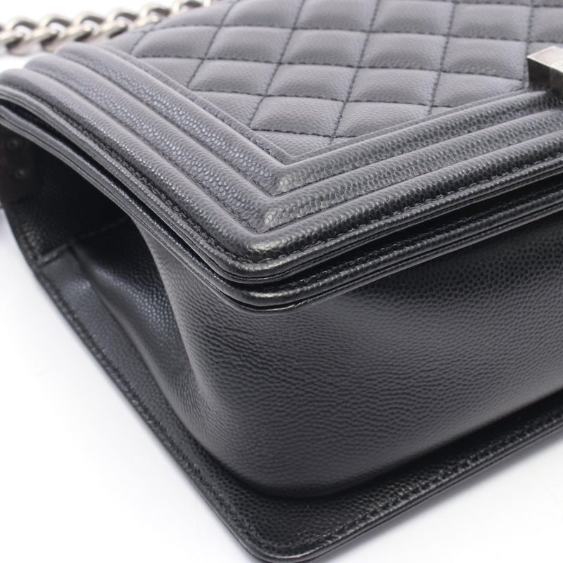 Chanel Shoulder Bag Boy Chanel A67086 Black Caviar Skin (grained Calf) Boy