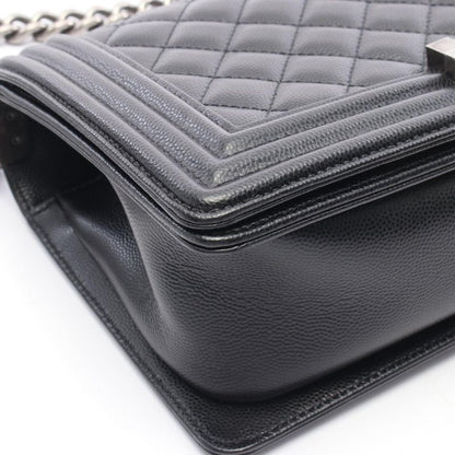 Chanel Shoulder Bag Boy Chanel A67086 Black Caviar Skin (grained Calf) Boy