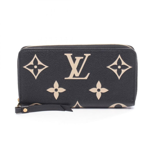 Louis Vuitton Round Long Wallet Zippy Wallet Bicolor M80481 Black/beige Leather
