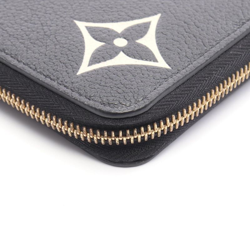 Louis Vuitton Round Long Wallet Zippy Wallet Bicolor M80481 Black/beige Leather
