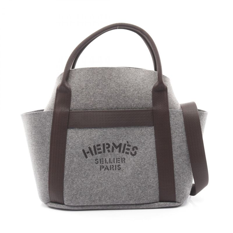 Hermes Tote Bag Sac De Pansage Groom 079956ck Grimoire/evene Fabric Leather Sac