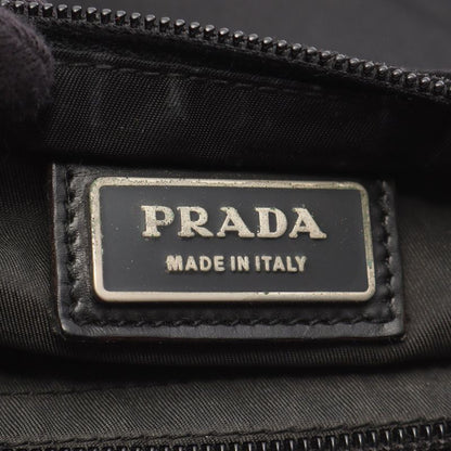Prada Shoulder Bag Black Nylon Leather Triangle Logo Shoulder Bag Women Used B