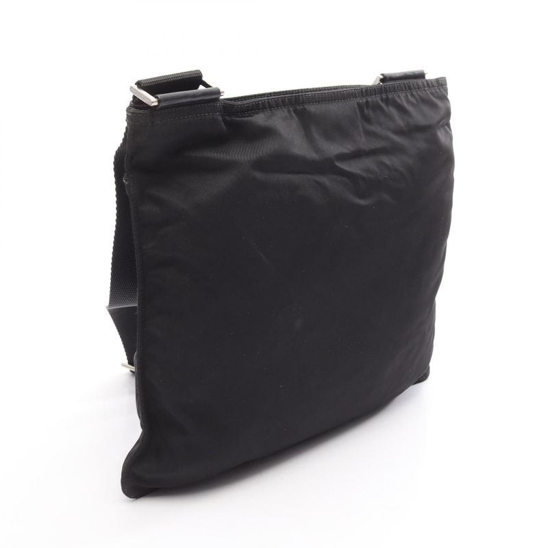Prada Shoulder Bag Black Nylon Leather Triangle Logo Shoulder Bag Women Used B