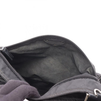 Prada Shoulder Bag Black Nylon Leather Triangle Logo Shoulder Bag Women Used B