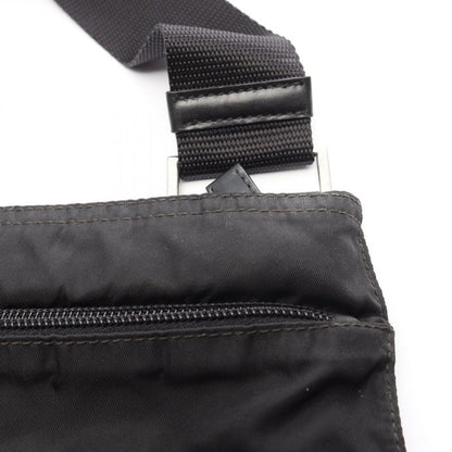 Prada Shoulder Bag Black Nylon Leather Triangle Logo Shoulder Bag Women Used B