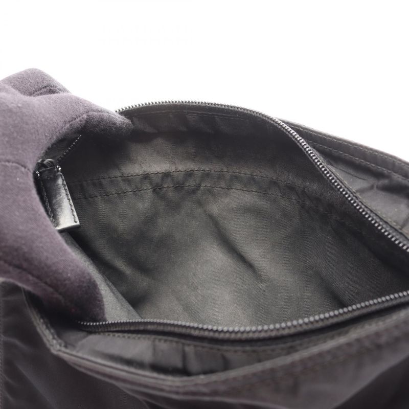 Prada Shoulder Bag Black Nylon Leather Triangle Logo Shoulder Bag Women Used B
