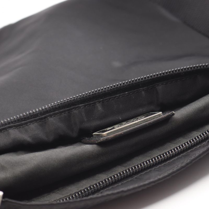 Prada Shoulder Bag Black Nylon Leather Triangle Logo Shoulder Bag Women Used B