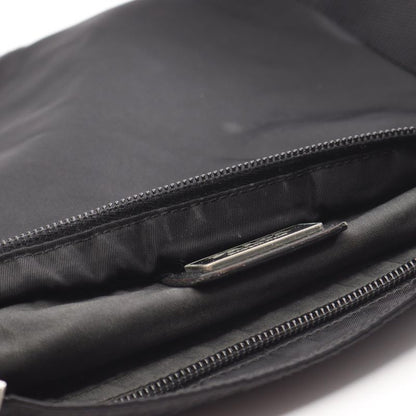 Prada Shoulder Bag Black Nylon Leather Triangle Logo Shoulder Bag Women Used B