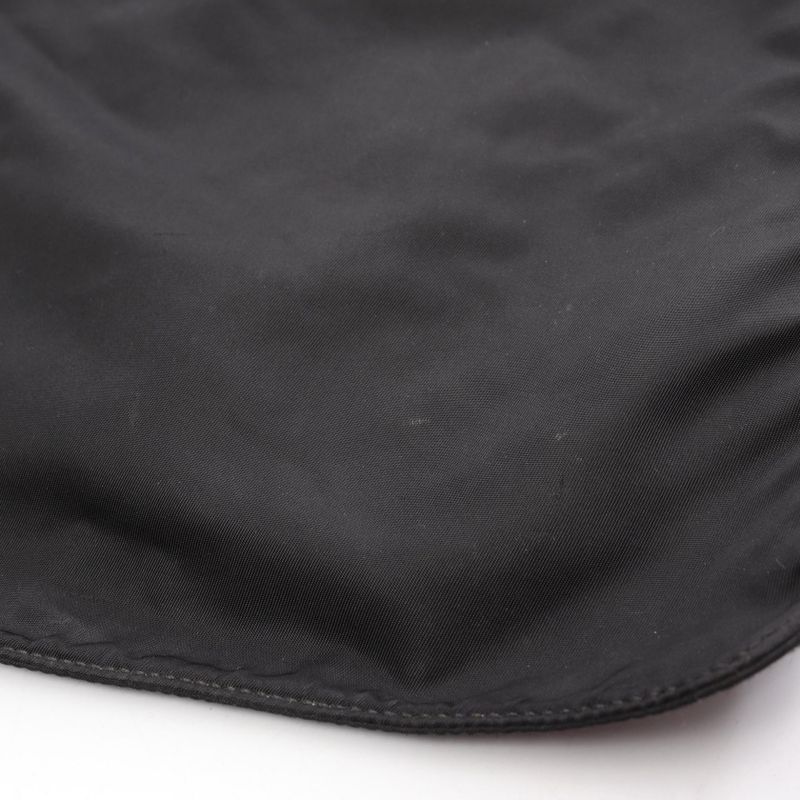 Prada Shoulder Bag Black Nylon Leather Triangle Logo Shoulder Bag Women Used B