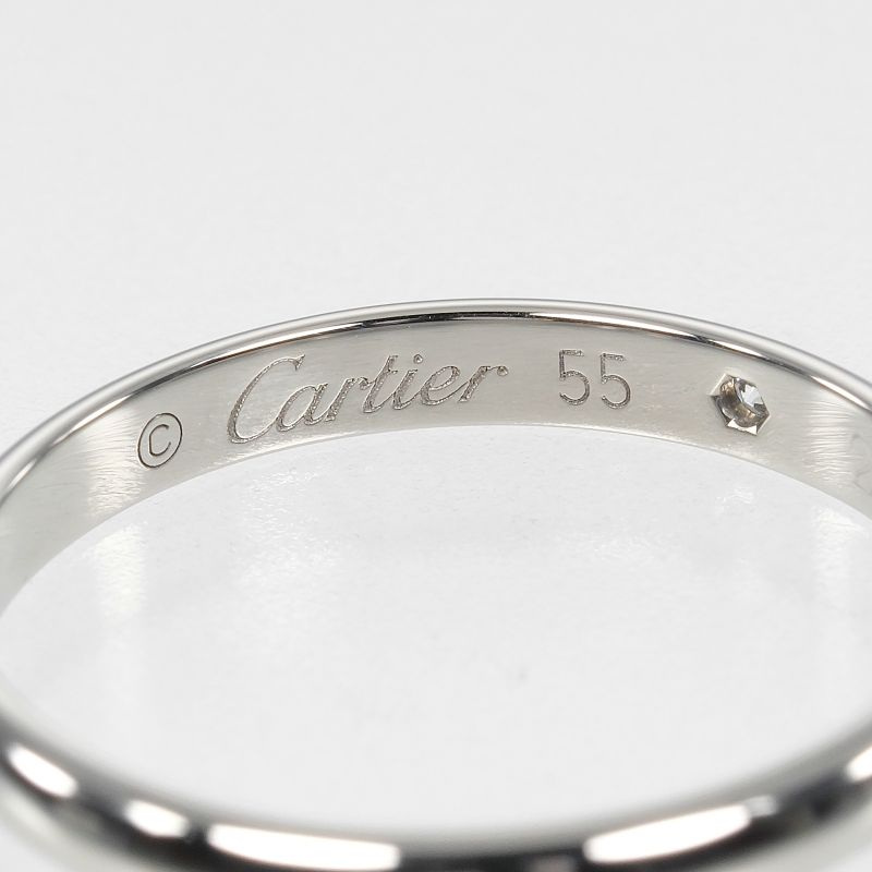Cartier 1895 Wedding 2.6mm (0.10in) Band Pt950platinum X 3P Diamonds 14.5