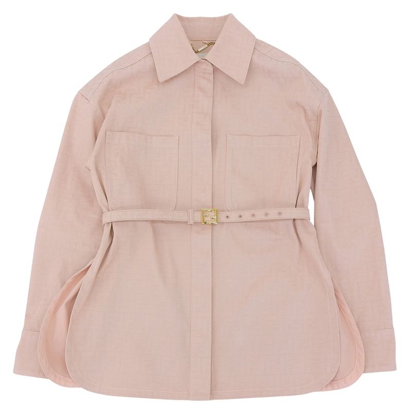 Fendi Beautiful FF Denim Go-to Jacket With Belt Women's Pink 36 Flf677 AK6C 36