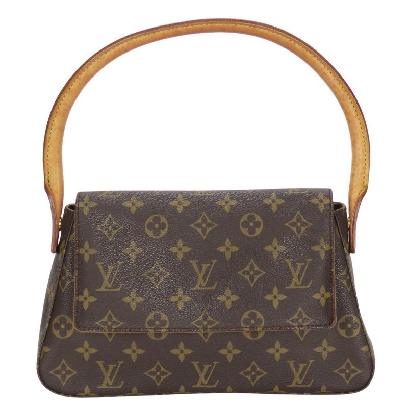 Louis Vuitton Shoulder Bag Mini Looping M51147 Monogram Nubuck Leather Brown