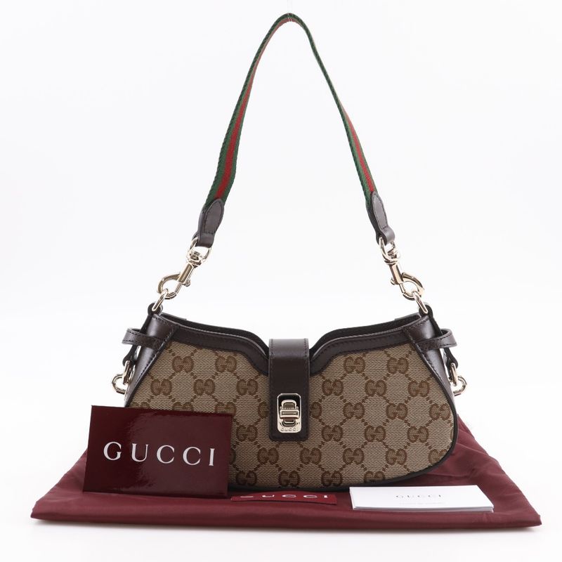 Gucci Moonside 786015 GG Canvas Brown Women Shoulder Bag