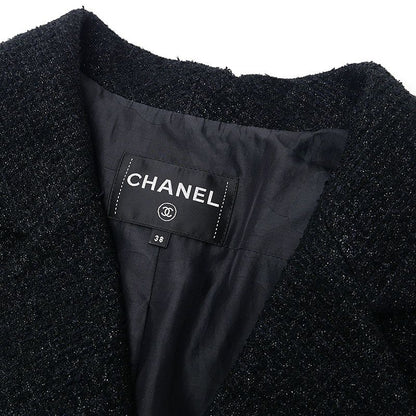 Chanel Tweed Jacket P63287 38 Black Ladies