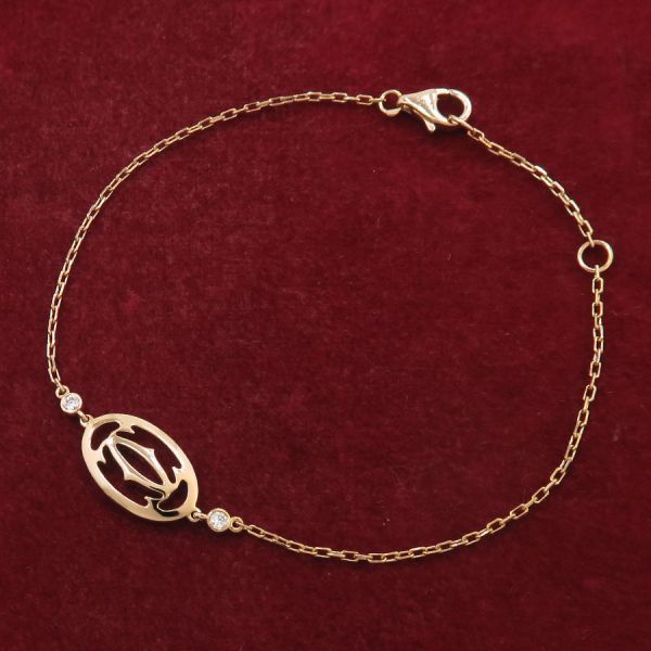 Cartier Logo Double Bracelet / Diamond 2P [none Fee Gift [grade A