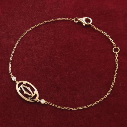 Cartier Logo Double Bracelet / Diamond 2P [none Fee Gift [grade A
