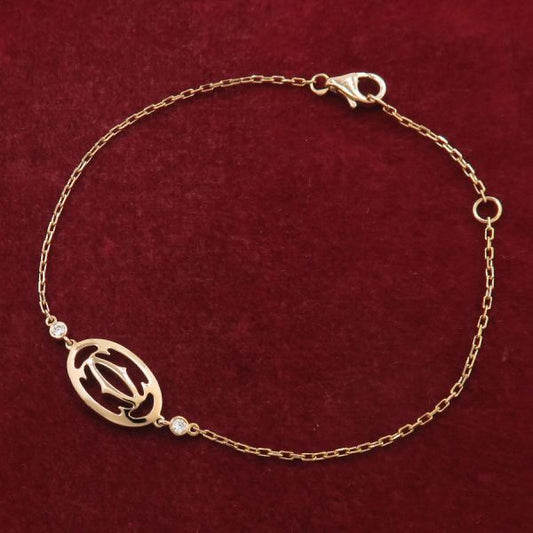 Cartier Logo Double Bracelet / Diamond 2P [none Fee Gift [grade A