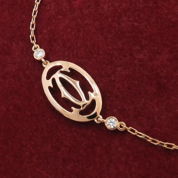 Cartier Logo Double Bracelet / Diamond 2P [none Fee Gift [grade A