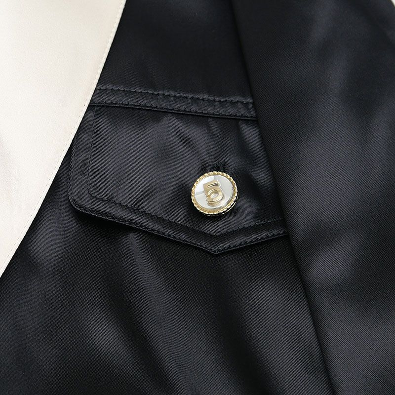 Chanel No.5 Button Blouson 38 Black And White Women