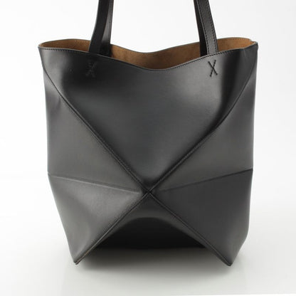 Loewe Puzzle Fold Medium Shiny Calf Foldable Tote Bag Black
