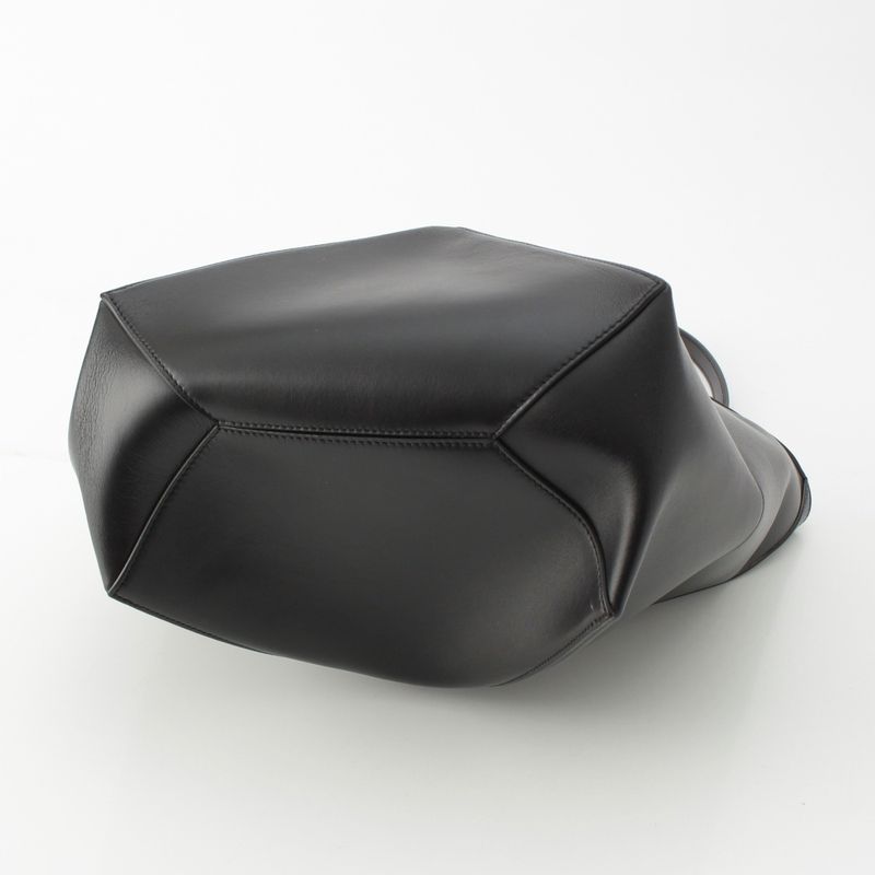 Loewe Puzzle Fold Medium Shiny Calf Foldable Tote Bag Black