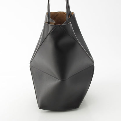 Loewe Puzzle Fold Medium Shiny Calf Foldable Tote Bag Black