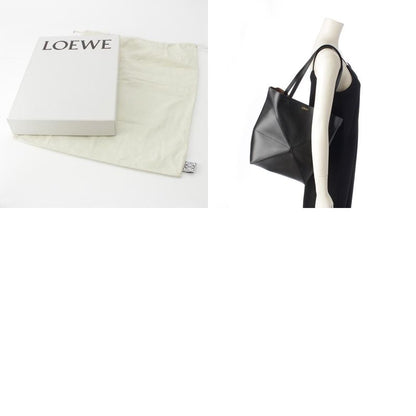 Loewe Puzzle Fold Medium Shiny Calf Foldable Tote Bag Black