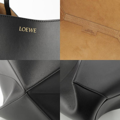 Loewe Puzzle Fold Medium Shiny Calf Foldable Tote Bag Black